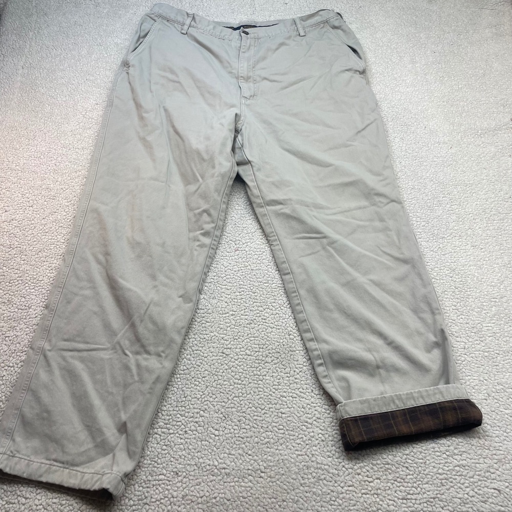 Woolrich Pants Men 38x32 Tan Flannel Lined Chino Straight Leg 1917 British Tan